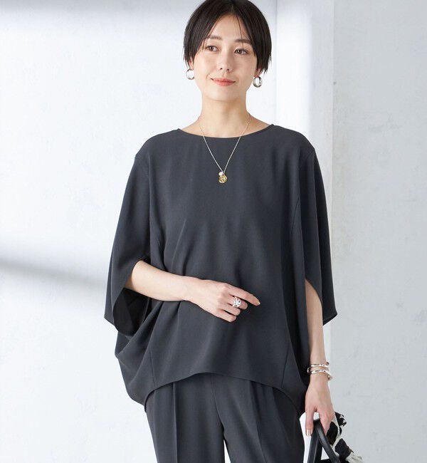 SHIPS for women「〈接触冷感 / 手洗い可能〉アセテート混 バック サテン ドルマン ブラウス」|シャツ・ブラウス|