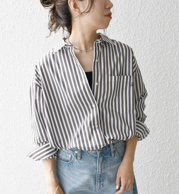 SHIPS any「SHIPS any:〈洗濯機可能〉REPREVE レギュラーカラー ルーズ ポケット シャツ」|シャツ・ブラウス|ブラウン