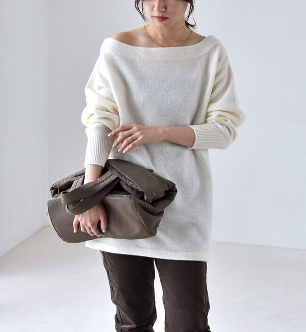 quaranciel「quaranciel:〈手洗い可能〉AQUA カシミヤ ブレンド オフショルダー ニット」|ニット・セーター|