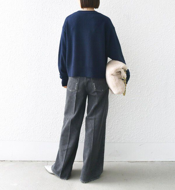 SHIPS for women「【WEB限定】〈手洗い可能〉スパンコール ロゴ ニット」|ニット・セーター|