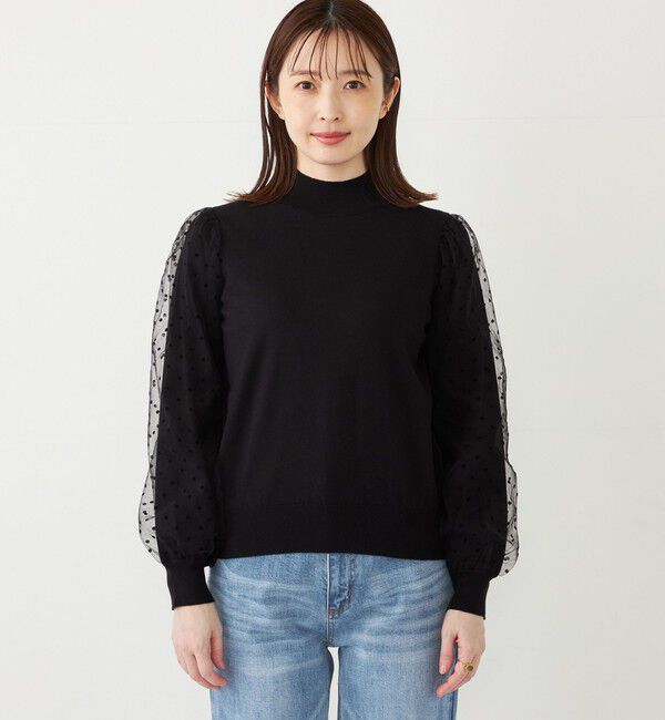 SHIPS Colors 「SHIPS Colors:〈手洗い可能〉チュール レイヤードスリーブ ハイネック ニット◇」|ニット・セーター|