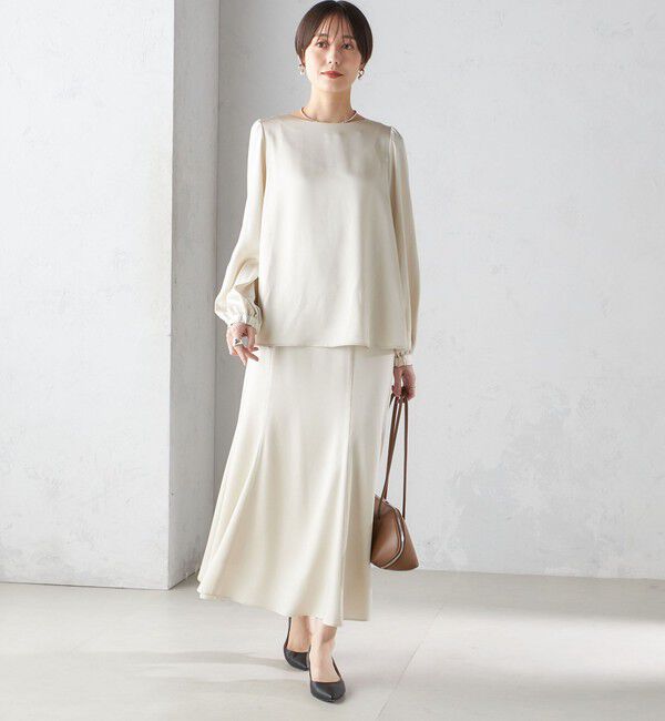 SHIPS for women「【SHIPS別注】troisiemeCHACO:〈手洗い可能〉サテン マーメイド スカート（セレモニー対応可）」|スカート|