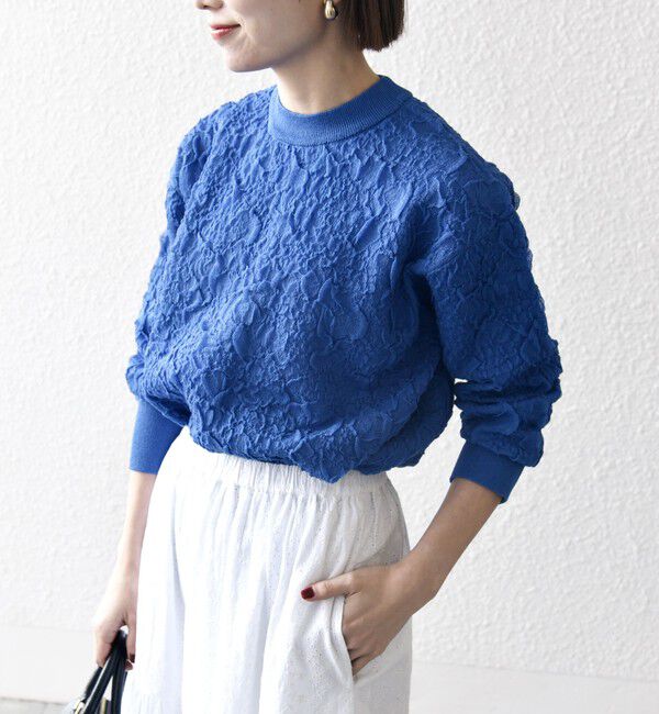 SHIPS any「SHIPS any:〈手洗い可能〉ジャカード バンピー クルーネック プルオーバー」|ニット・セーター|