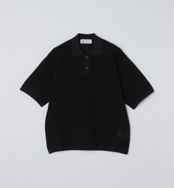 SHIPS「City Ambient Products:〈手洗い可能〉ポリエステル メッシュ ニット ショートスリーブ ポロ」|ポロシャツ|ブラック