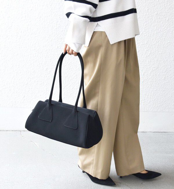 SHIPS for women「【WEB限定】ポリエステル スエード 横長 ボストン バッグ」|ボストンバッグ|ブラック