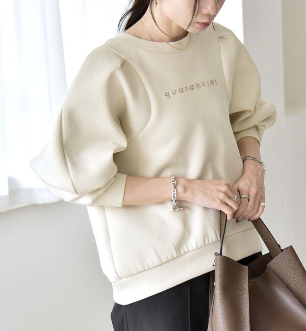 quaranciel「quaranciel:〈洗濯機可能〉スタッズ ロゴ ダンボール スウェット プルオーバー」|スウェット・ジャージ|