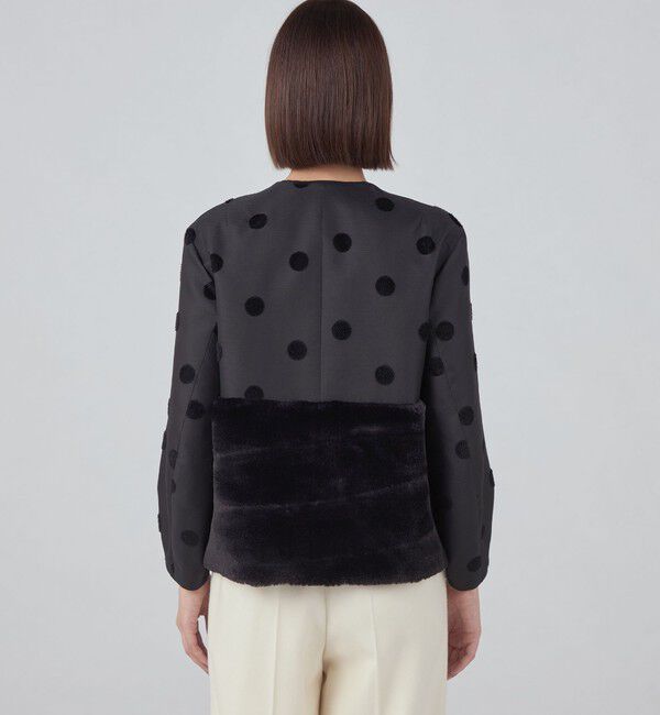 TOMORROWLAND collection「モールドット ファーペプラムジャケット」|ブルゾン・スタジャン|