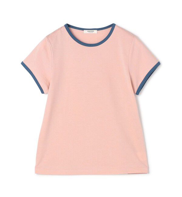 MACPHEE「コットンジャージー トリムTシャツ」|Tシャツ・カットソー|32 ピンク系