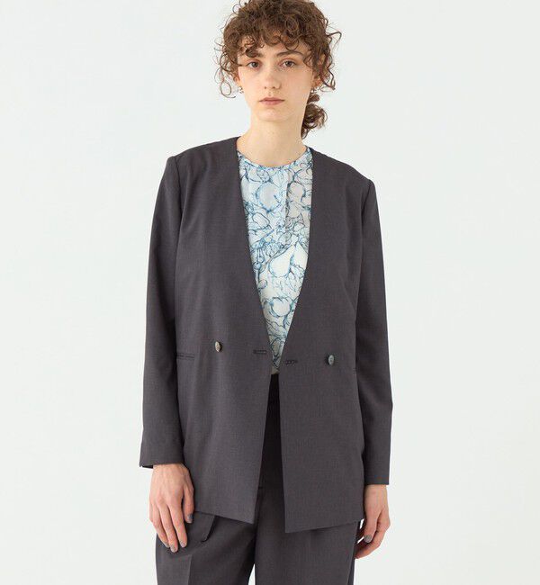 TOMORROWLAND collection「エクストラファインポリエステルトロピカル Vカラージャケット」|ノーカラージャケット|