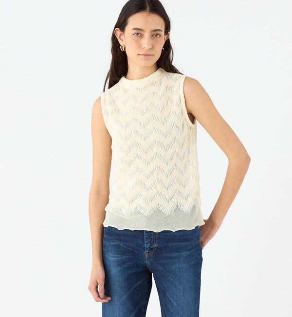 MACPHEE「タックステッチ ノースリーブプルオーバー」|ニット・セーター|