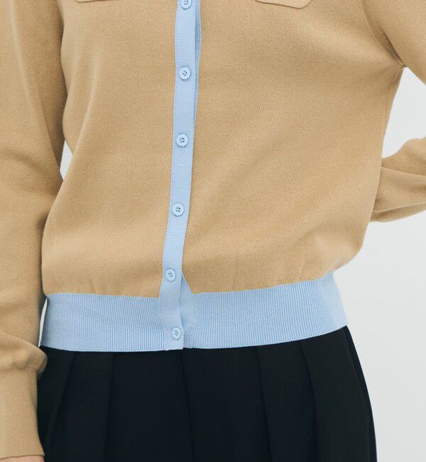 CABaN「コットンカシミヤ バイカラークルーネックカーディガン」|カーディガン|