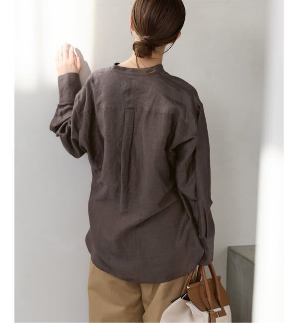 IENA「《一部カラーWEB限定》ラミーリヨセルバンドカラーシャツ」|シャツ・ブラウス|