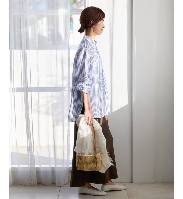 IENA「《一部カラーWEB限定》ラミーリヨセルバンドカラーシャツ」|シャツ・ブラウス|