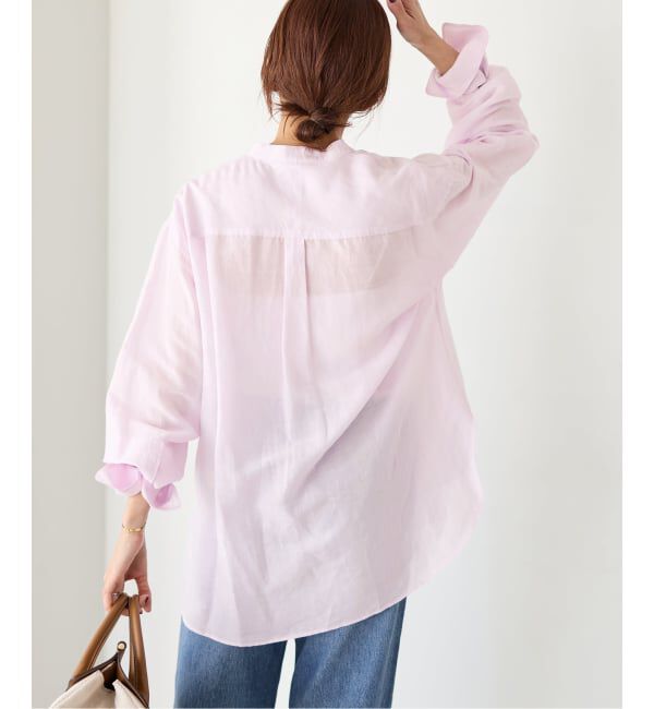 IENA「《一部カラーWEB限定》ラミーリヨセルバンドカラーシャツ」|シャツ・ブラウス|