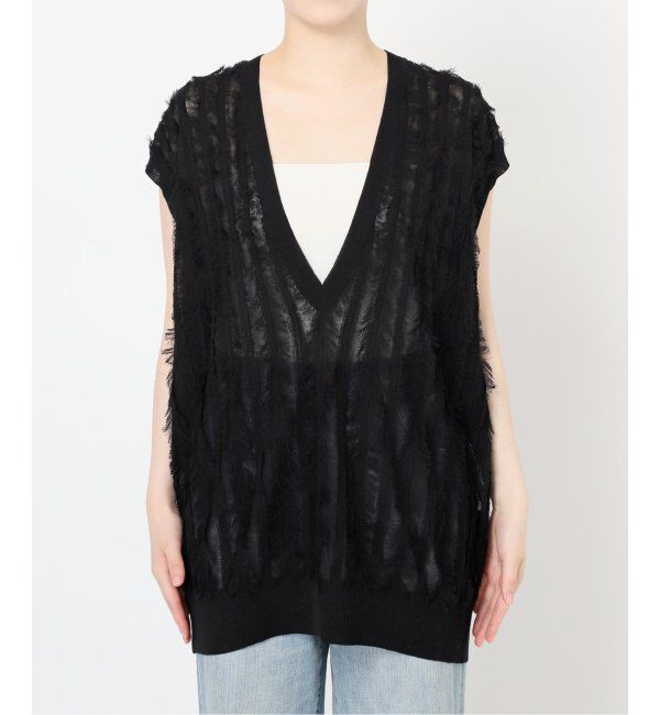 Spick and Span「《追加》フリンジニットベスト」|ベスト・ジレ|