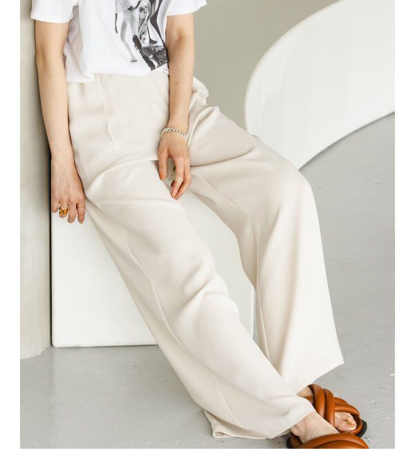 NOBLE「【洗える】ライトジョーゼットドレープパンツ」|スラックス|