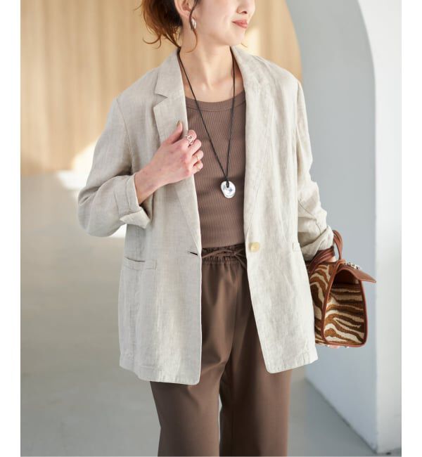 Spick and Span「エアリーリネン1Bジャケット」|テーラードジャケット|