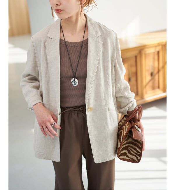 Spick and Span「エアリーリネン1Bジャケット」|テーラードジャケット|