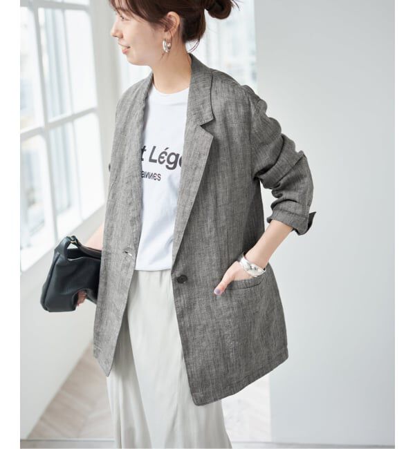 Spick and Span「エアリーリネン1Bジャケット」|テーラードジャケット|