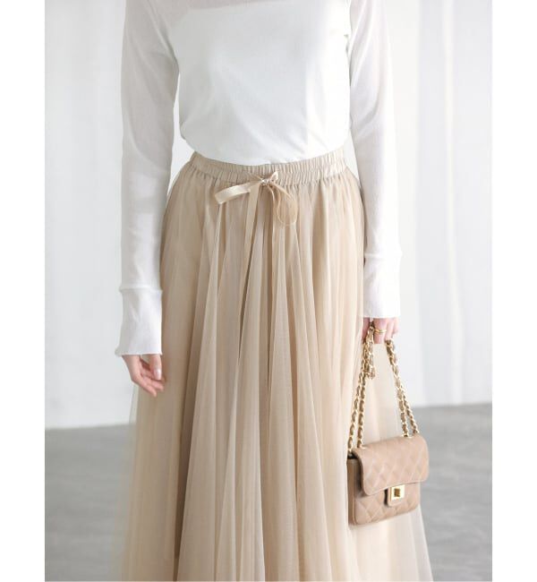  「《予約》【洗える】CHOKLATE PARIS /チョコレートパリ  チュールロングスカート」|スカート|