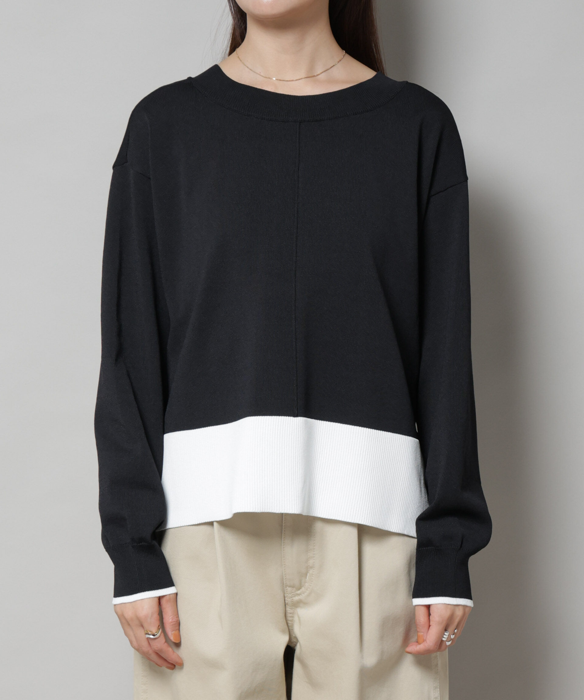 nano･universe「洗濯機洗可前後2way配色ニット」|ニット・セーター|