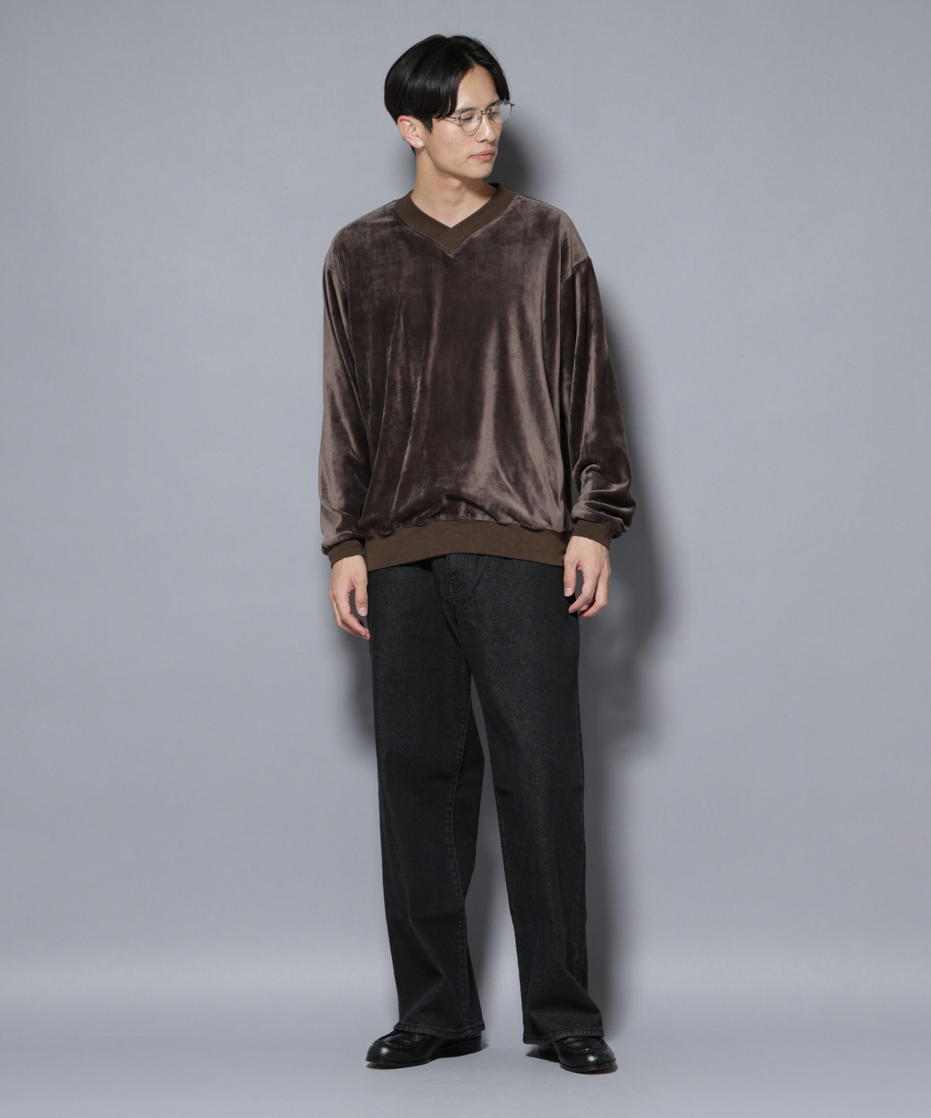 nano･universe「ベロアプルオーバー Vネックスウェット」|Tシャツ・カットソー|