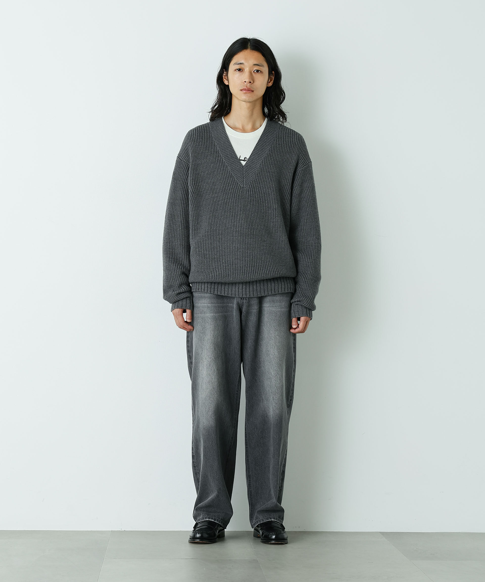 nano･universe「｢HOTEL PALACE｣ フェードデニム ルーズシルエットパンツ」|チノ|