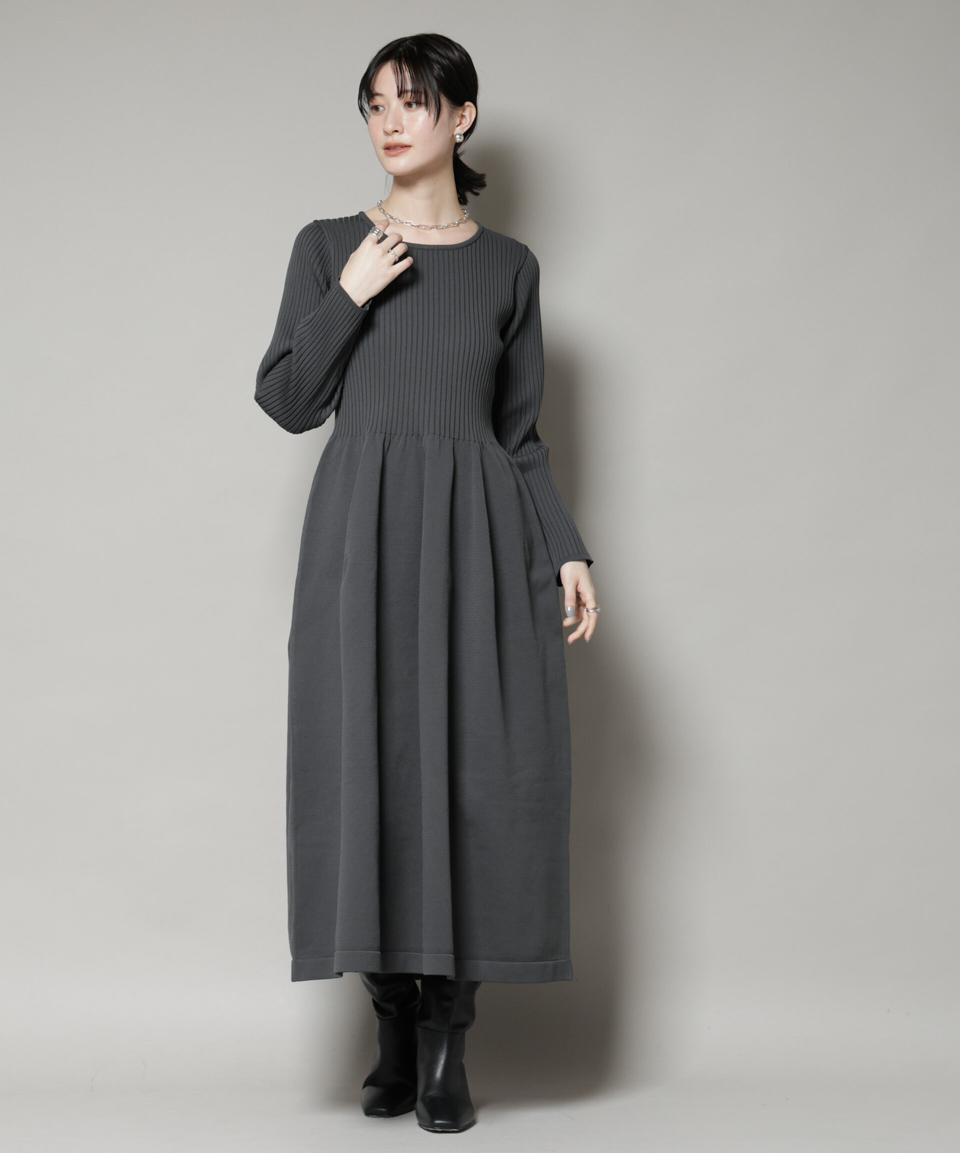 nano･universe「フォルムスカートニットワンピース」|ワンピース|