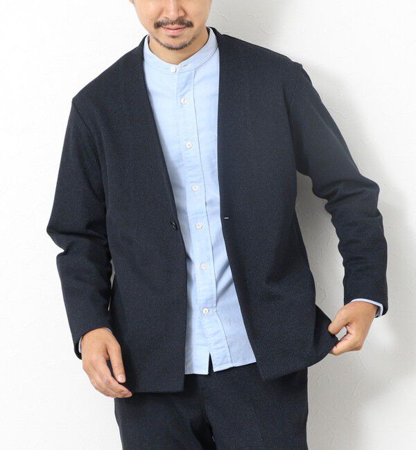 NOLLEY'S goodman「《ビジカジ/セットアップ対応》【尾州】先染めウォッシャブルノーカラーカーディガンジャケット 25AW」|ノーカラージャケット|