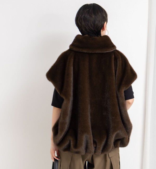 Rie Miller「エコファー衿付ベスト」|ブルゾン・スタジャン|