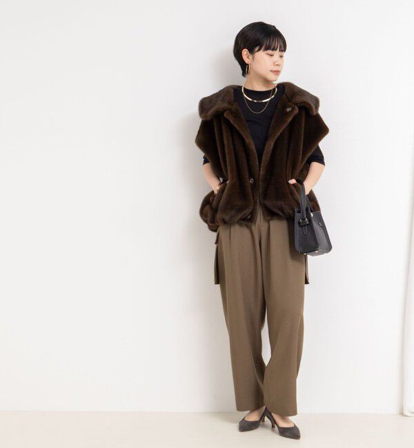 Rie Miller「エコファー衿付ベスト」|ブルゾン・スタジャン|