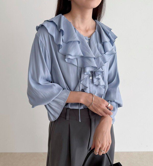 fredy emue「ボリュームフリル前開きブラウス」|シャツ・ブラウス|