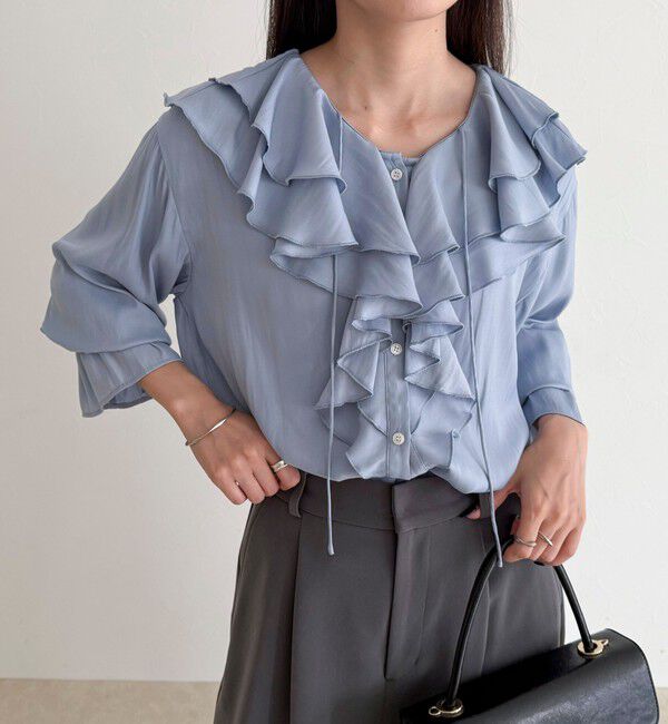 fredy emue「ボリュームフリル前開きブラウス」|シャツ・ブラウス|
