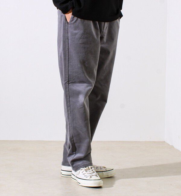 GLOSTER「【あったか快適なのに上品見え】コール裏フリースストレッチイージーパンツ」|チノ|