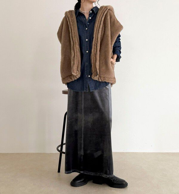 fredy emue「フェイクファーフードベスト」|ベスト・ジレ|