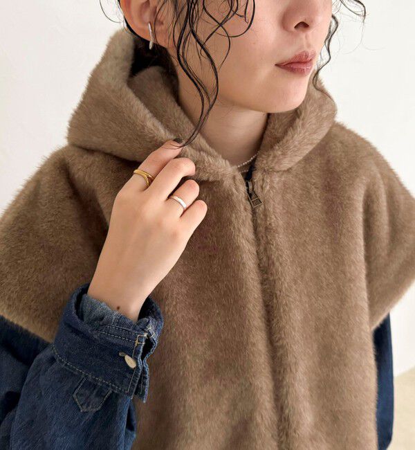 fredy emue「フェイクファーフードベスト」|ベスト・ジレ|