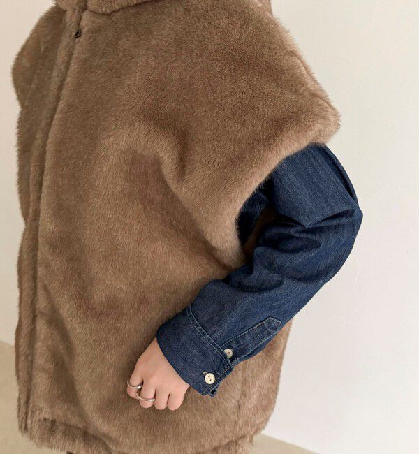 fredy emue「フェイクファーフードベスト」|ベスト・ジレ|