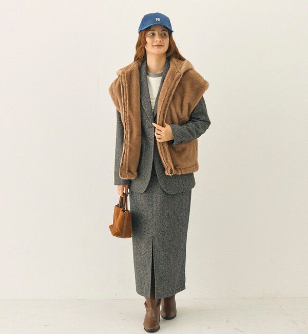 fredy emue「フェイクファーフードベスト」|ベスト・ジレ|