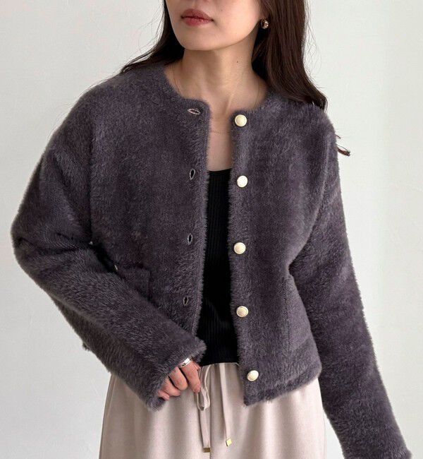 fredy emue「シャギー裏配色ジャケットカーディガン」|カーディガン|