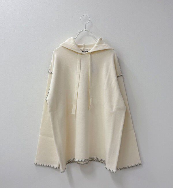 fredy emue「フード付き配色ステッチニットプルオーバー」|ニット・セーター|