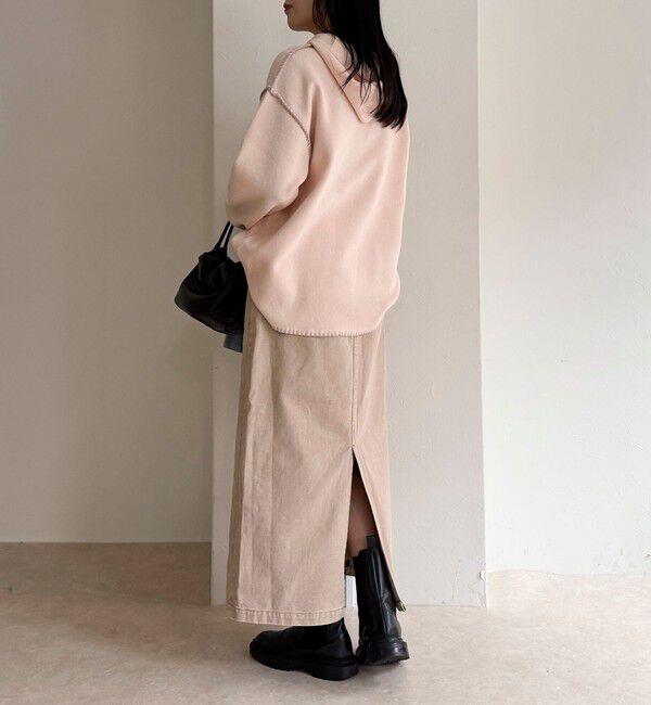 fredy emue「フード付き配色ステッチニットプルオーバー」|ニット・セーター|