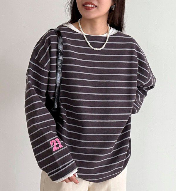 fredy emue「ニットソーボーダーBIGプルオーバー」|Tシャツ・カットソー|ブラック系その他