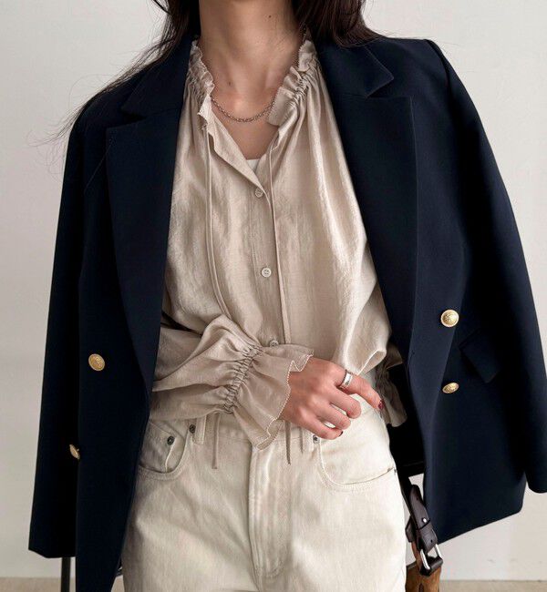 fredy emue「シャイニーシアーギャザーブラウス」|シャツ・ブラウス|ベージュ