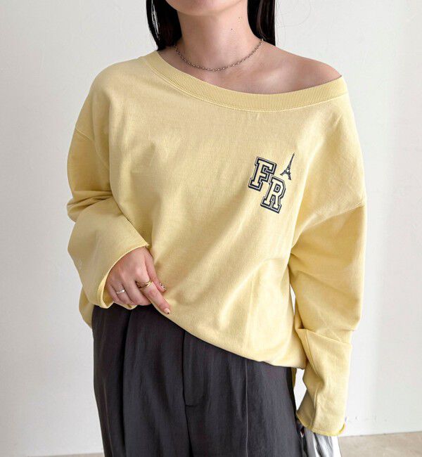 fredy emue「ヴィンテージ加工裏毛オフショルプルオーバー」|Tシャツ・カットソー|イエロー