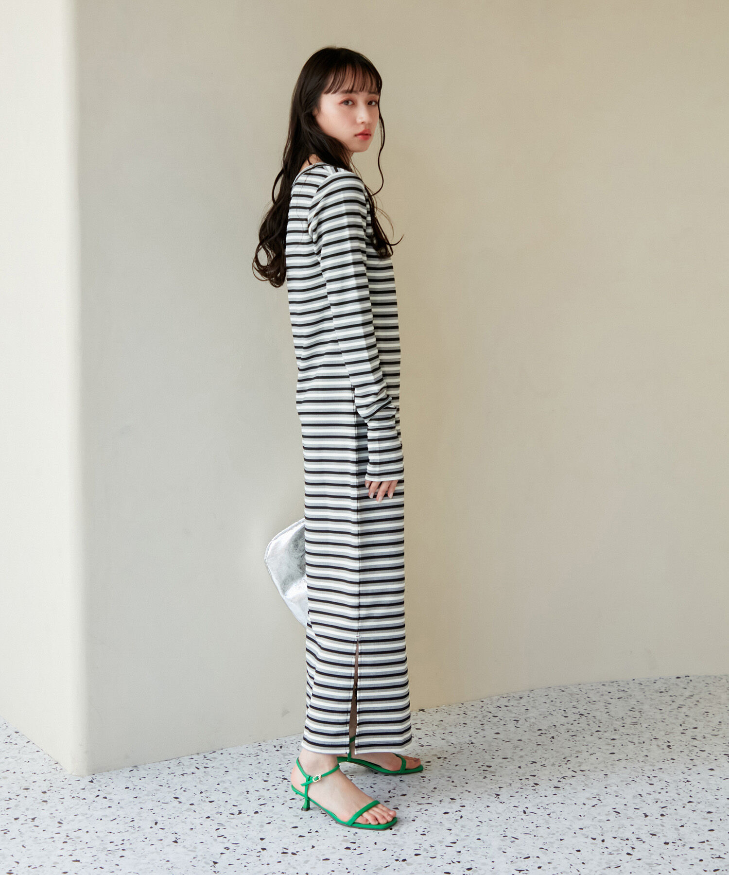 VIS「【STAYC/ISA着用】ジャガードマルチボーダーカットワンピース【洗える】」|ワンピース|