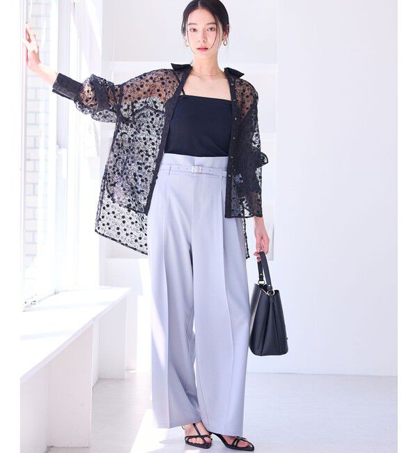 VIS「【洗える】アソートシアーシャツ(フラワー刺繍&無地）」|シャツ・ブラウス|