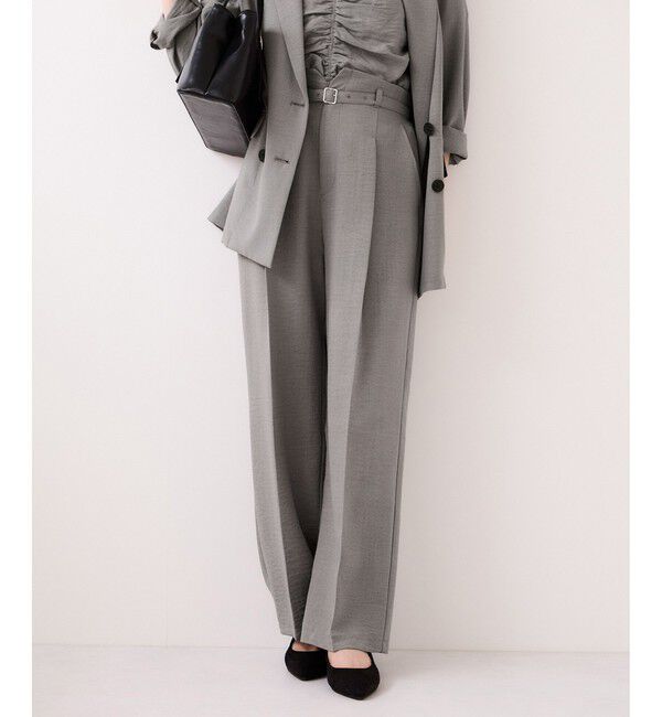 VIS「【WEB限定】美easyリネンライクベルテッドストレートパンツ/イージーケア・接触冷感」|チノ|グレー(07)