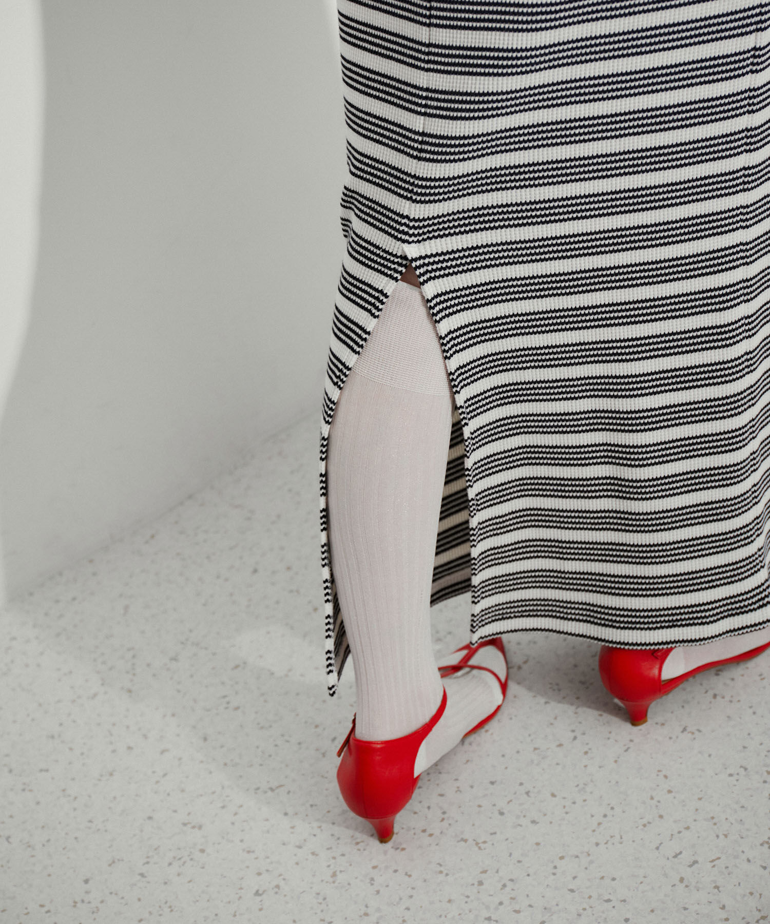 ADAM ET ROPE'「シャイニーリブハイソックス」|ソックス|ホワイト(10)