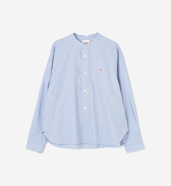 DANTON「DANTON | バンドカラー 長袖シャツ STRIPE WOMEN」|シャツ・ブラウス|BLUE系1