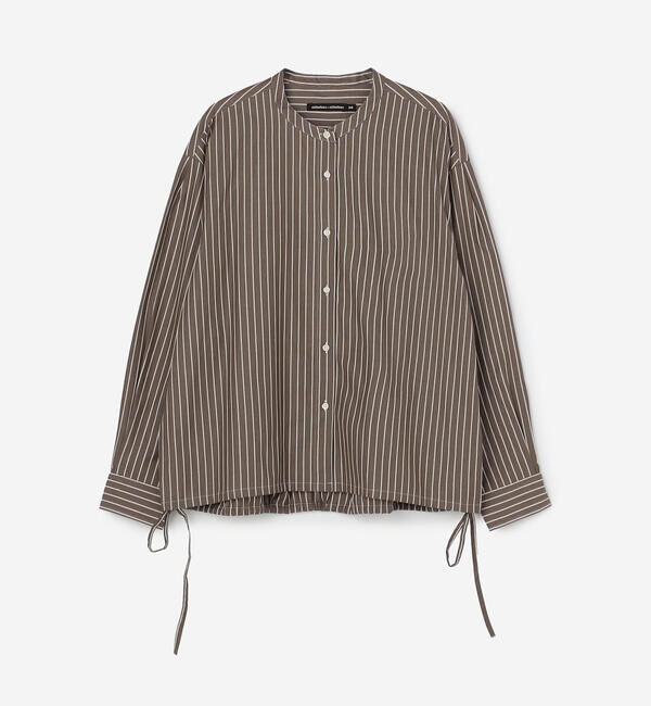  「nicholson & nicholson |〈別注〉ドローストリングブラウス ストライプ WOMEN」|シャツ・ブラウス|BROWN系1